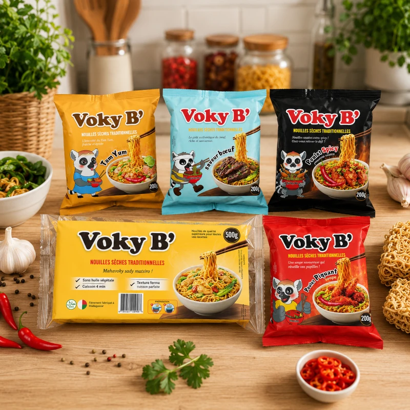Assortiment Voky B’ dans une cuisine