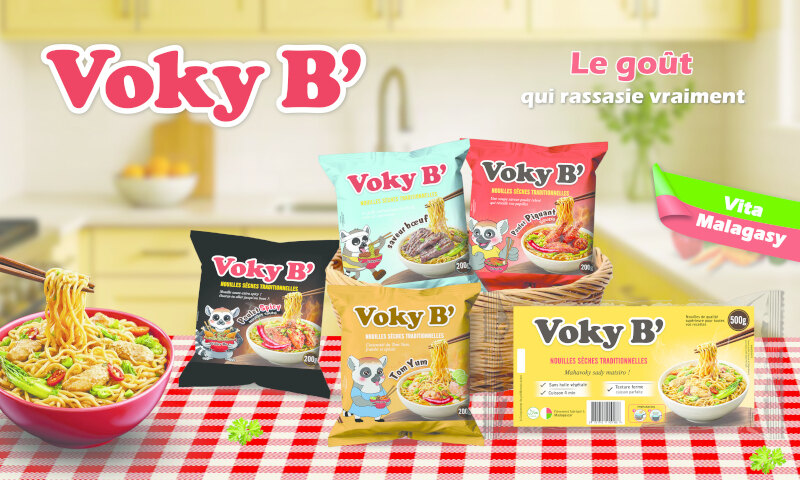 Assortiment Voky B’ dans une cuisine